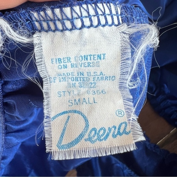 VTG Deena Satin Jacquard Camisole and Shorts Lingerie Set XS/S Jeweled Blue USA - Picture 14 of 15